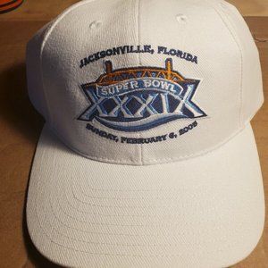 2005 SUPERBOWL XXXIX Patriots Eagles White Adjustable Cap Hat Jacksonville Brady